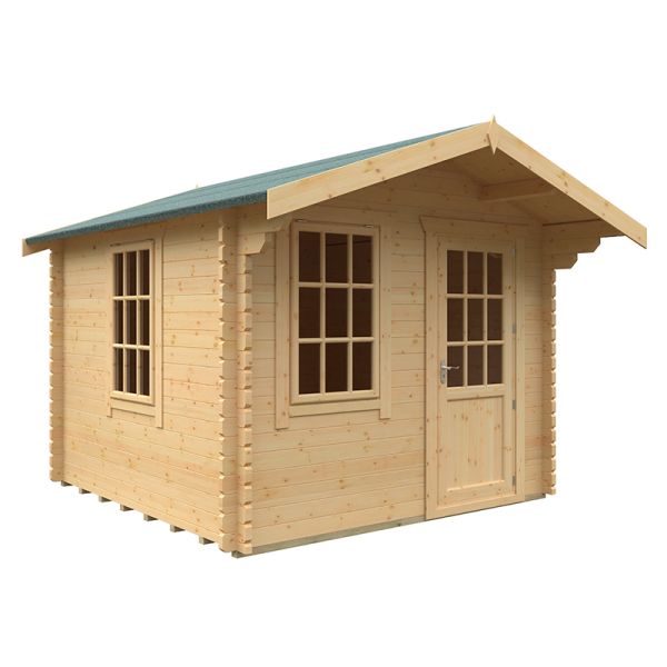 10x10w The Carrington Plus 44mm Cabin - L295 x W295 x H261.6 cm - Solid Wood/Softwood/Pine - Natural