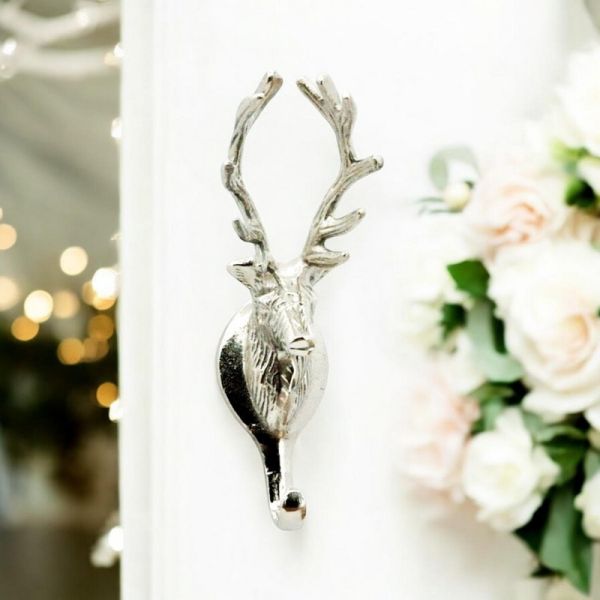 Stag Head Wall Hook - Nickel - L5 x W6 x H12 cm