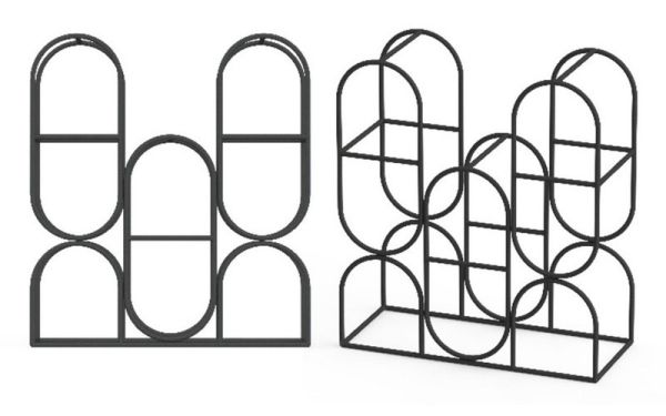 14 Inch 8 Bottle Wine Rack - Cast Iron - L8 x W18 x H33 cm - Black