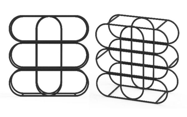 13 Inch 9 Bottle Wine Rack - Cast Iron - L13 x W30 x H33 cm - Black