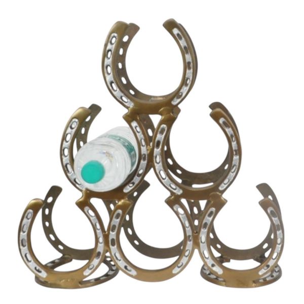 6 Bottle Wine Rack - Antique Brass - L13 x W40 x H40 cm