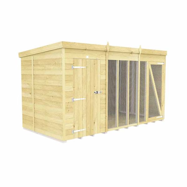 12ft X 6ft Dog Kennel and Run Full Height - Wood - L178 x W358 x H201 cm