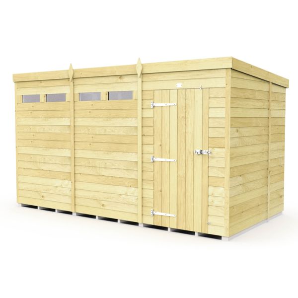 12 x 7 Feet Pent Security Shed - Single Door - Wood - L214 x W358 x H201 cm