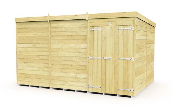 12 x 8 Feet Pent Shed - Double Door Without Windows - Wood - L231 x W358 x H201 cm