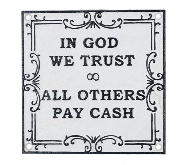 In God We Trust Wall Plaque - Cast Iron - L1 x W15 x H15 cm