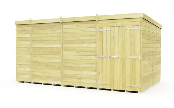 13 x 8 Feet Pent Shed - Double Door Without Windows - Wood - L231 x W387 x H201 cm