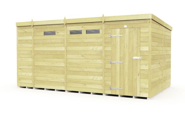 13 x 8 Feet Pent Security Shed - Single Door - Wood - L231 x W387 x H201 cm
