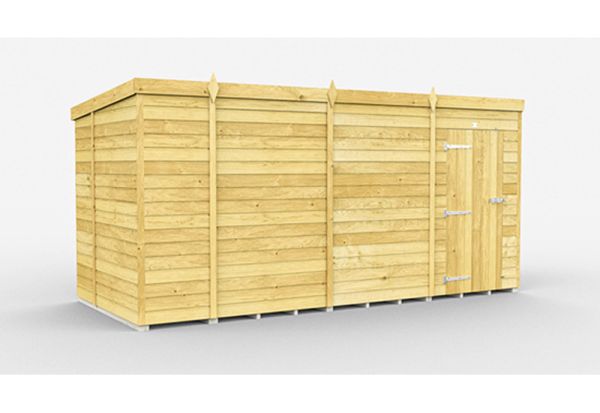 14 x 6 Feet Pent Shed - Single Door Without Windows - Wood - L178 x W417 x H201 cm