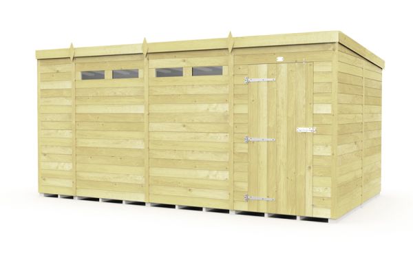 14 x 8 Feet Pent Security Shed - Single Door - Wood - L231 x W417 x H201 cm