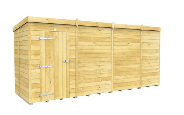 15 x 5 Feet Pent Shed - Single Door Without Windows - Wood - L147 x W454 x H201 cm