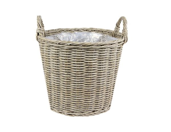 Lined Planter - Polyrattan - L36 x W36 x H40 cm - Natural