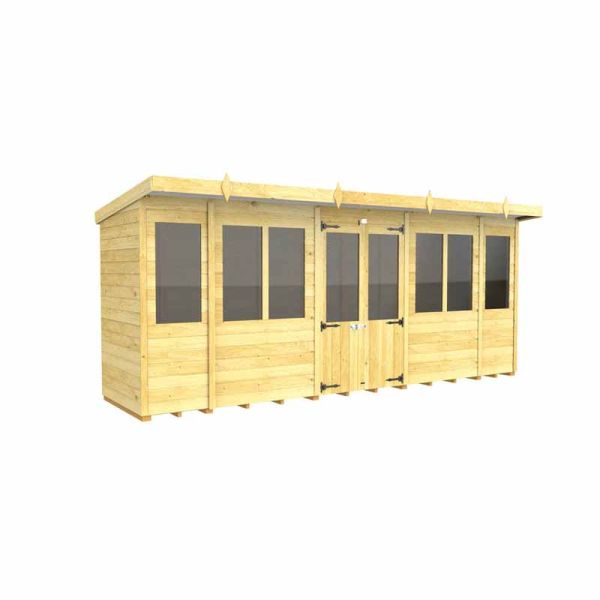 16ft x 4ft Pent Summer House - Wood - L 118 x W 474 x H 201 cm