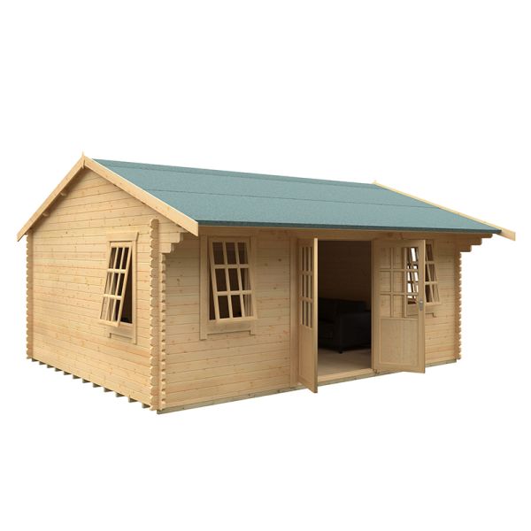20x16 The Dalton 44mm Cabin - L595 x W475 x H313.9 cm - Solid Wood/Softwood/Pine - Natural