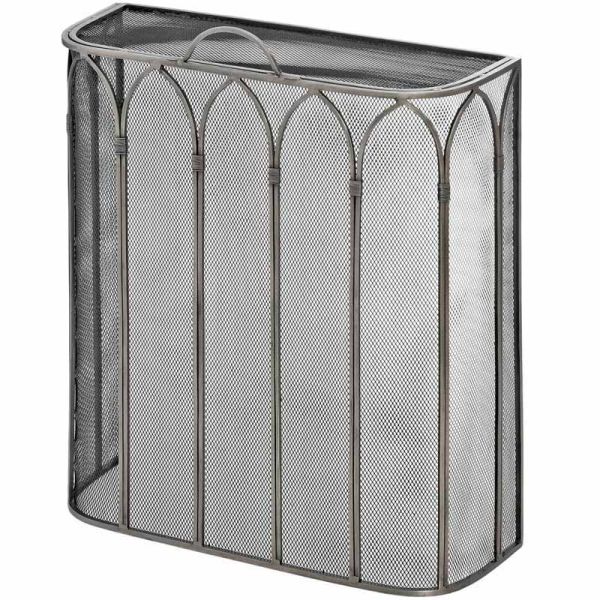 Gothic Antique Pewter Firescreen - Metal - L21 x W55 x H65 cm - Black
