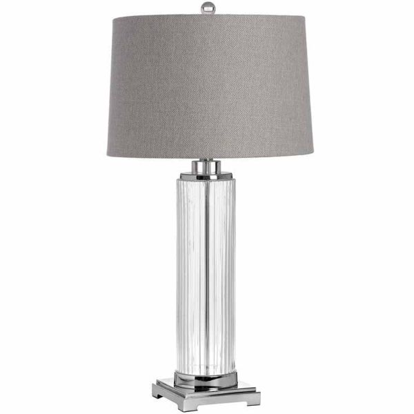 Roma Table Lamp - Glass/Metal - L40 x W40 x H81 cm - Grey/Silver