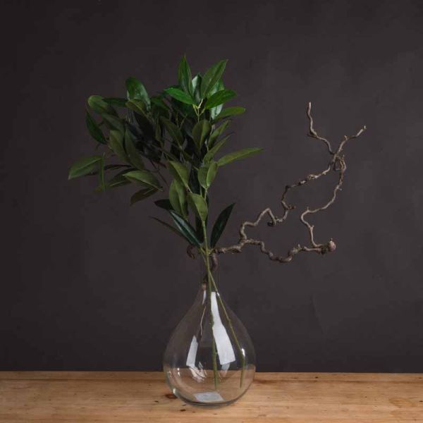 Faux Bay Leaf Spray Artificial Plant - Fabric/Plastic - L10 x W25 x H65 cm - Green