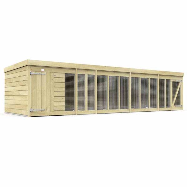 18ft x 6ft Dog Kennel and Run - Wood - L 185 x W 533 x H 127 cm