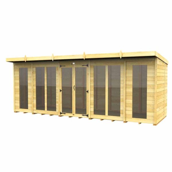 18ft x 7ft Pent Summer House (Full Height Window) - Wood - L214 x W533 x H201 cm