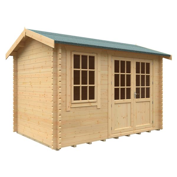 12x8w The Henley Plus 44mm Cabin - L355 x W235 x H262.3 cm - Solid Wood/Softwood/Pine - Natural