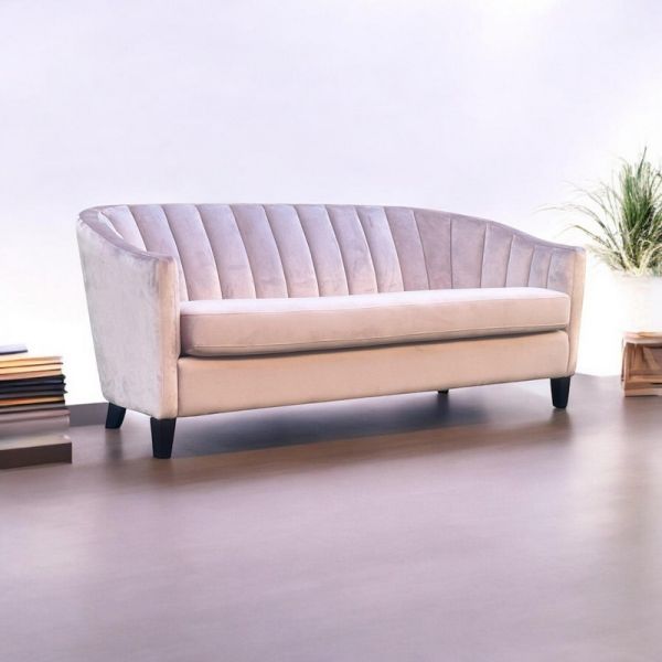 3 Seater Sofa - Velvet - L74 x W189 x H80 cm - Pink