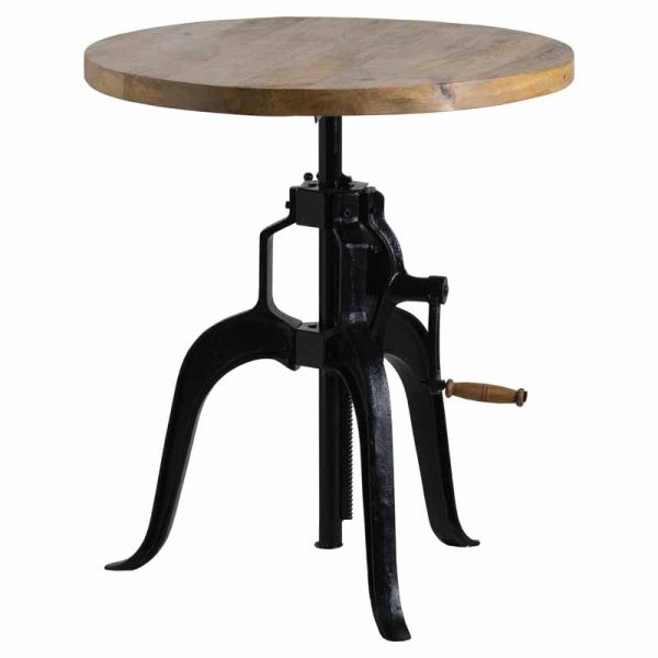 Draftsman Adjustable Bar Bistro Table - Metal/Wood - L70 x W70 x H108 cm - Black/Brown