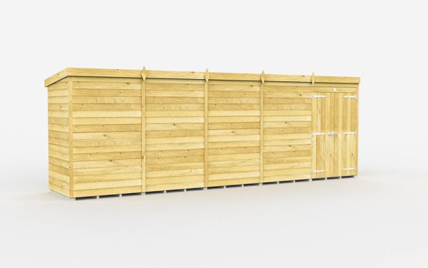 19 x 4 Feet Pent Shed - Double Door Without Windows - Wood - L118 x W560 x H201 cm