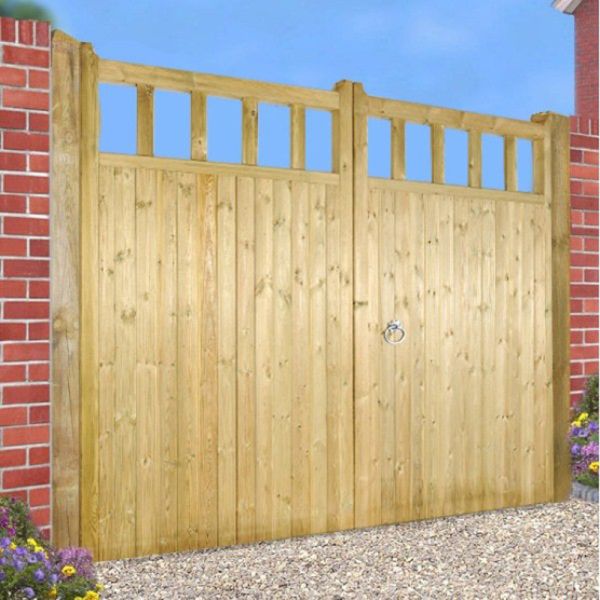 Quorn Tall Double Garden Gate - Pressure Treated Scandinavian Redwood - W2400 x H1800 mm