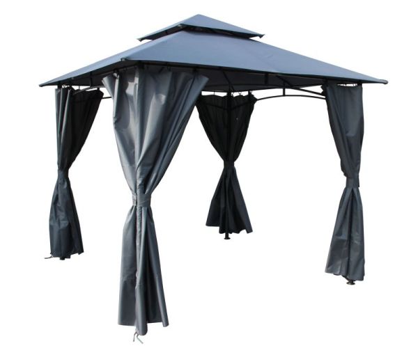 Corfe Premium Spear Top Tall Bow Top Double Estate Gate - Steel - Fits Gap 2438 mm x 2083 mm High - Electro Galv./Black