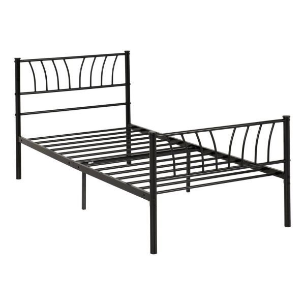 Harlow 3 Feet Bed Frame - Metal - L201 x W96.5 x H88.5 cm - Black