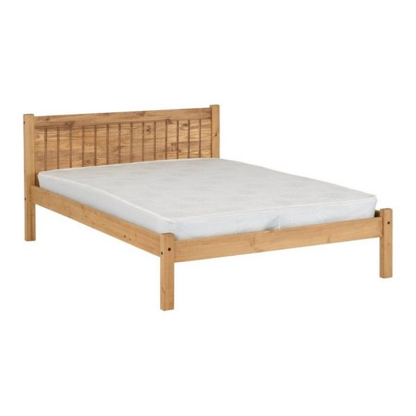 Maya 4 Feet Bed Frame - L198 x W130 x H85 cm - Distressed Waxed Pine