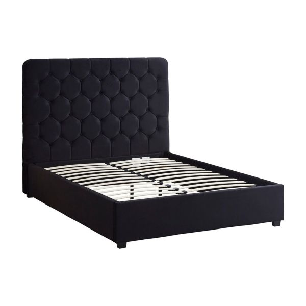 Madison 5 Feet Bed Frame - L216 x W167 x H141 cm - Black Velvet Fabric
