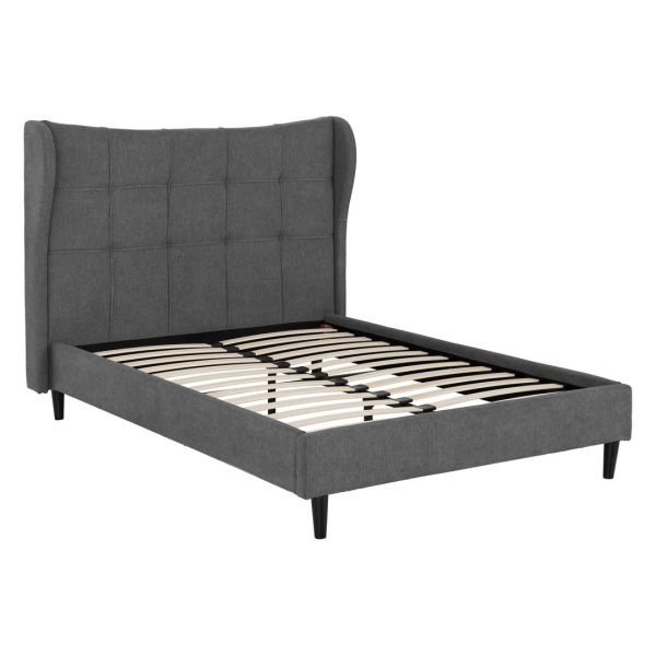 Verona 5 Feet Bed Frame - L221 x W176.5 x H136 cm - Grey Fabric