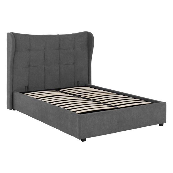 Verona 5 Feet Ottoman Bed Frame - L221 x W175 x H134 cm - Grey Fabric