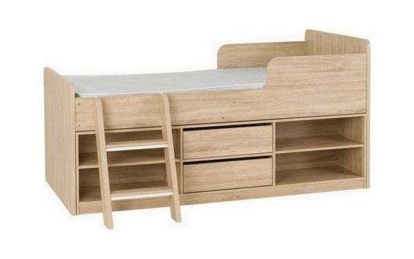 Felix Low Sleeper Bed - L131 x W198 x H100 cm - Sonoma Oak Effect Veneer