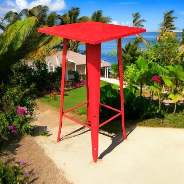 Garden Bar Table - Metal - L60 x W60 x H115 cm - Red