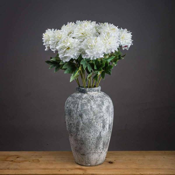 Classic Peony Artificial Plant - Fabric/Plastic - L13 x W13 x H69 cm - White