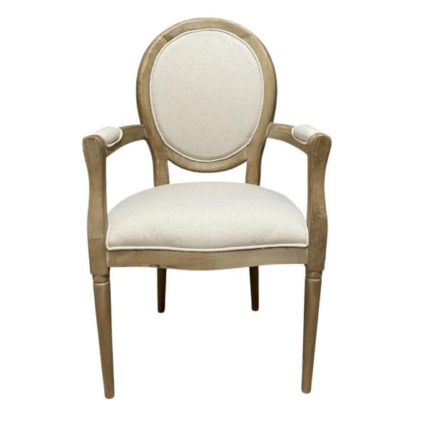 Frame Linen Fabric Louis Dining Chair - L55 x W56 x H94 cm - Brown