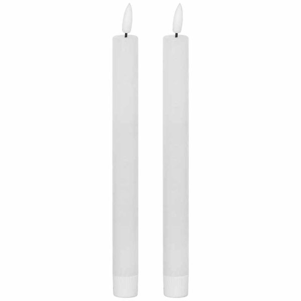 Luxe Collection Natural Glow Set of 2 LED Dinner Candles - Plastic/Wax - L2 x W2 x H25 cm - White