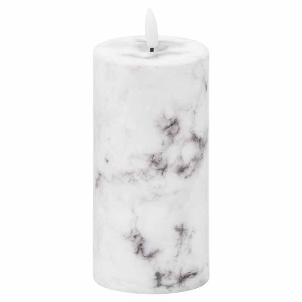 Luxe Collection Natural Glow 3x6 Marble Effect LED Candle - L7 x W7 x H15 cm