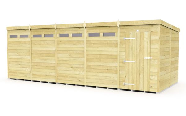 20 x 8 Feet Pent Security Shed - Single Door - Wood - L231 x W589 x H201 cm