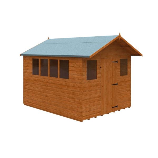 10 x 8 Feet Cabin 12mm Shed - Solid Wood/Softwood/Pine - L295 x W235 x H243.7 cm - Burnt Orange