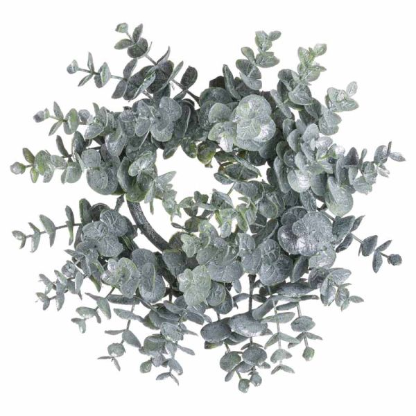 Medium Frosted Eucalyptus Candle Wreath - Plastic - L8 x W28 x H28 cm