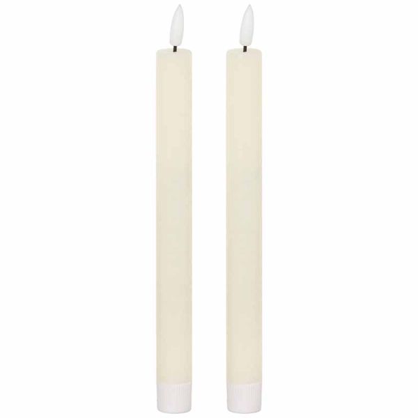 Luxe Collection Natural Glow S/ 2 Ivory LED Dinner Candles - L2 x W2 x H25 cm