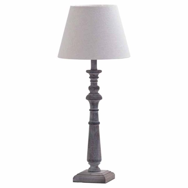 Incia Column Table Lamp - Fabric/Wood - L12 x W12 x H50 cm - Brown