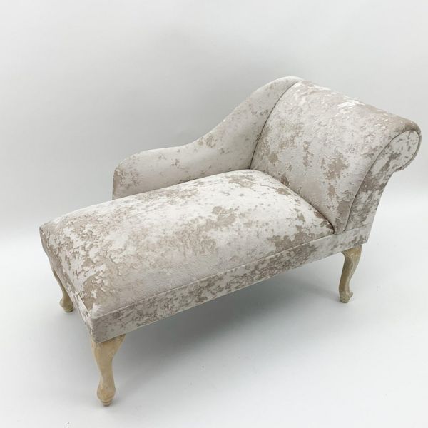 Mini Chaise Longue - Crushed Velvet - L46 x W120 x H57 cm - Cream