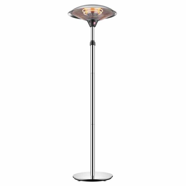 Tepro Milbury 2Kw Adjustable Output Electric Patio Heater - Stainless Steel/Plastic - L60.5 x W60.5 x H210 cm - Silver