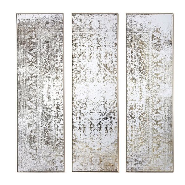 Antiqued Etched Trio of Wall Mirrors - Glass - L5 x W30 x H100 cm - Bronze