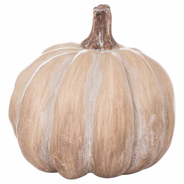 Set of Six Carved Wood Effect Pumpkins - Resin - L8 x W8 x H7 cm - Grey