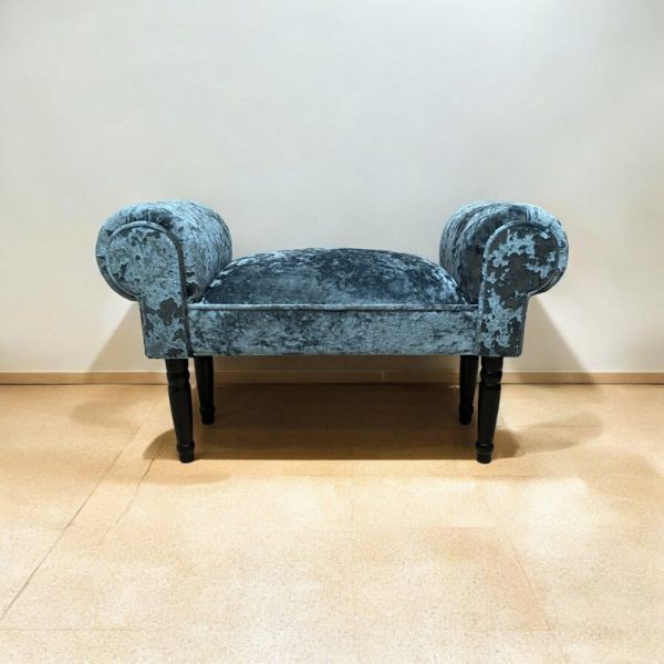 Luxury Small Window Seat Bench - Velvet - L30 x W86 x H52 cm - Blue