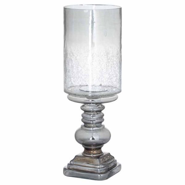 The Noel Collection Smoked Midnight Glass Candle Holder - L15 x W15 x H43 cm